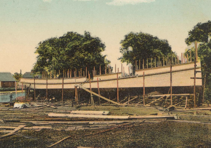 Shipbuilding in Milford dates back to the late 19th century and continued into the 1970s. FRIENDS OF VINYARD SHIPYARD PHOTO